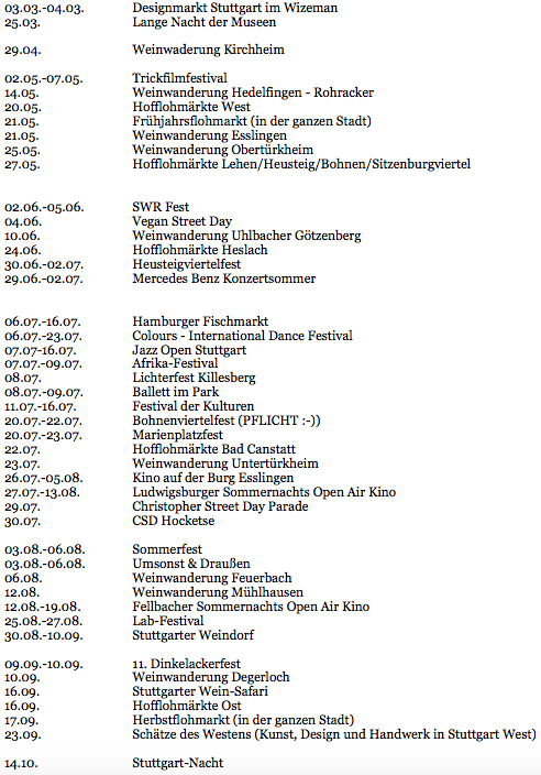 Stuttgarter Sommer Events Feste Frühling