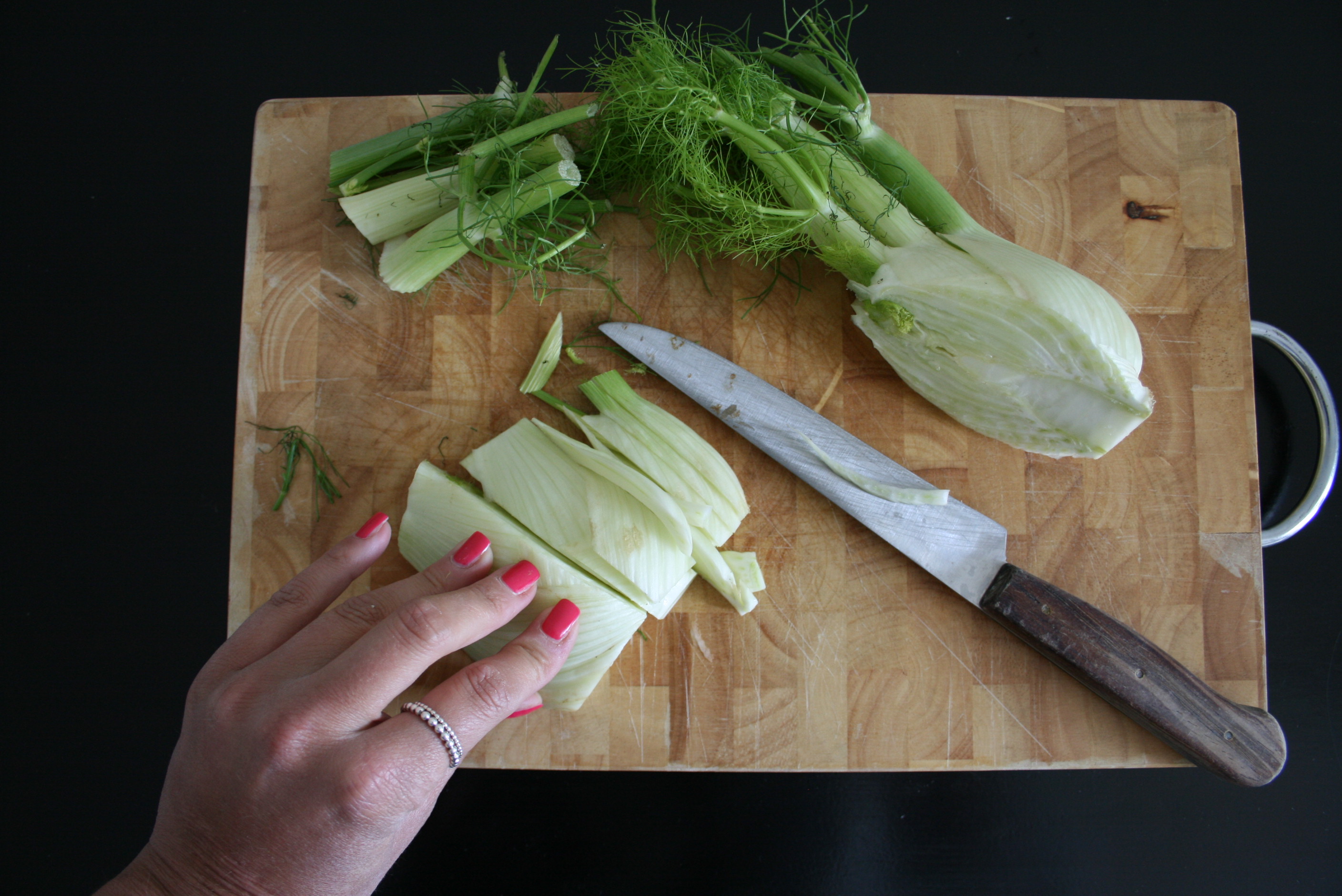 Champigon-Rahm auf Fenchel-Möhren-Gemüse